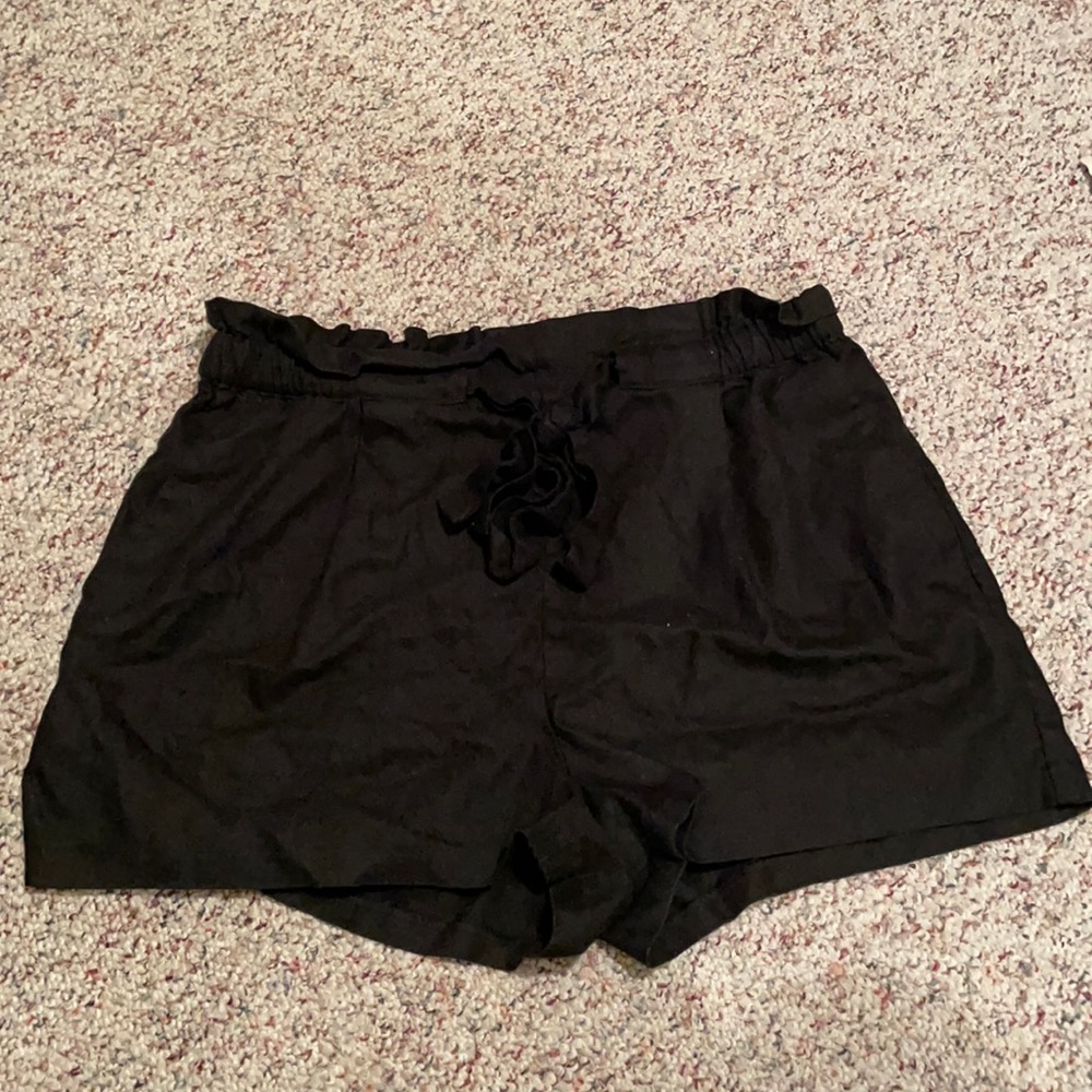 Express Linen Black High Waisted Shorts
